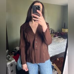 Anna sui vintage chocolate brown blazer 70s inspired large lapel disco light M